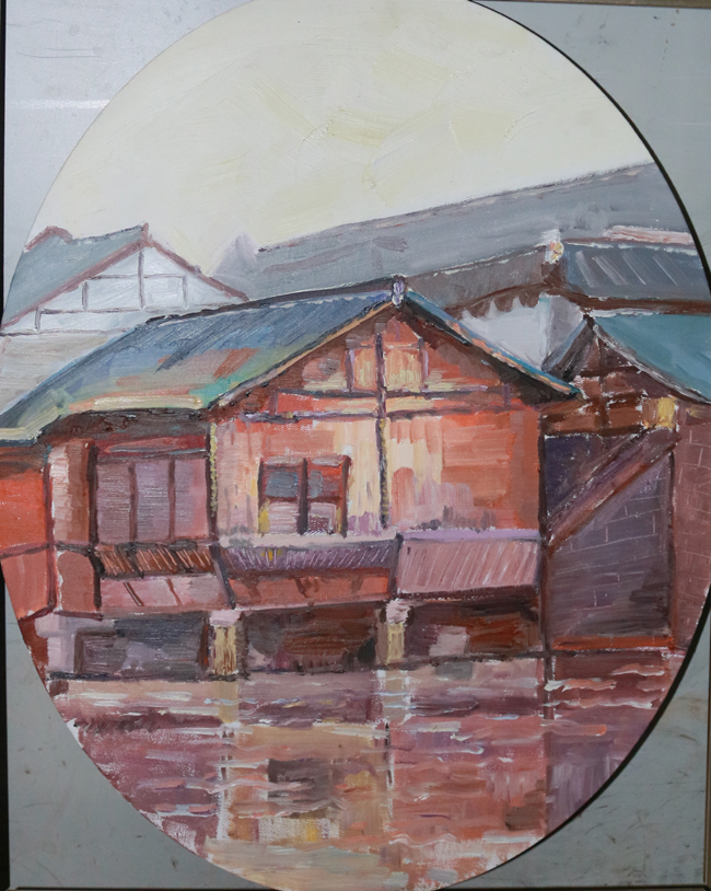 作品名称:小镇组图一 作者:伍杨超 尺寸50cm乘60cm