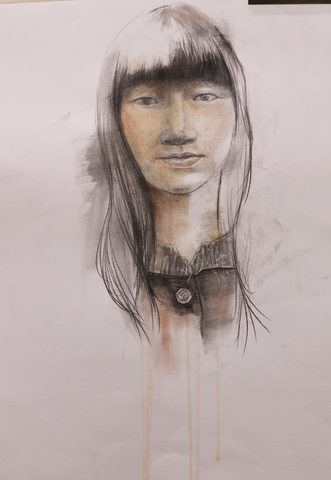 作品名称:《女孩肖像三》作者:王嘉曦 尺寸:38cm乘56cm
